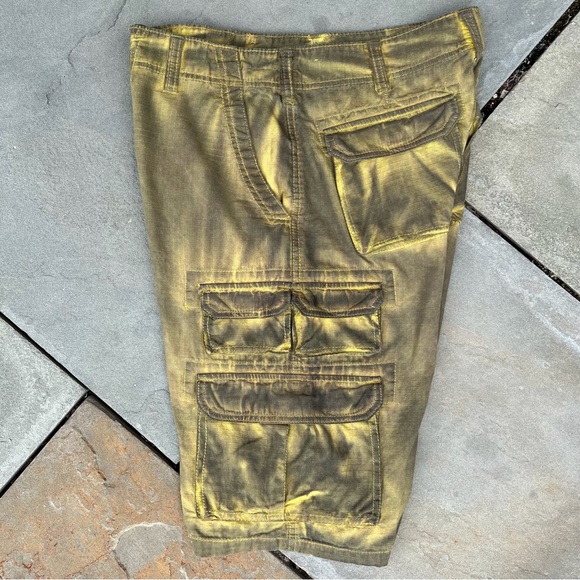 Reworked Y2K Slime Yellow Gorpcore Utility Ripstop Cargo Shorts Upcycled - Picture 2 of 8